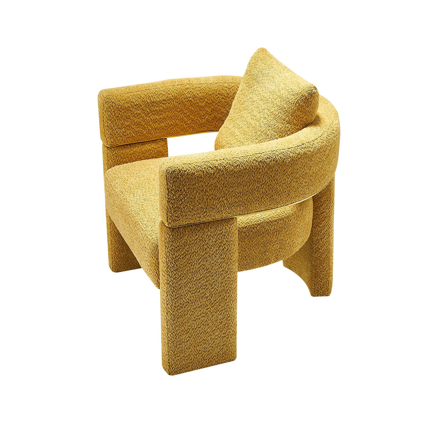 30.51" Wide Boucle Upholstered Accent Chair Yellow Primary Living Space Modern Fiber Foam And Polyester Fiber Pad Boucle