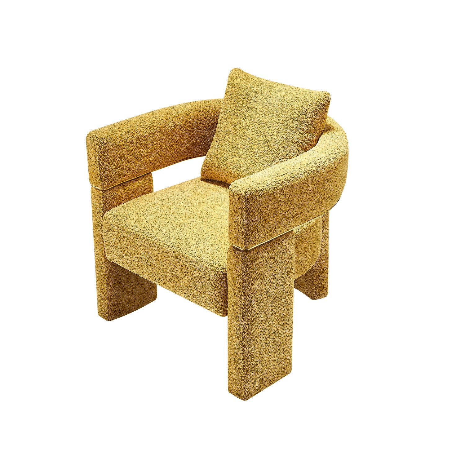 30.51" Wide Boucle Upholstered Accent Chair Yellow Primary Living Space Modern Fiber Foam And Polyester Fiber Pad Boucle