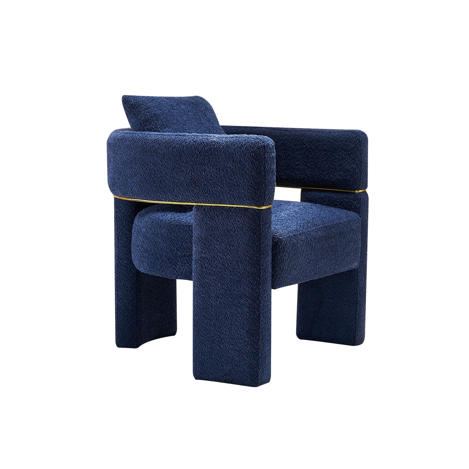 30.51" Wide Boucle Upholstered Accent Chair Navy Primary Living Space Modern Fiber Foam And Polyester Fiber Pad Boucle
