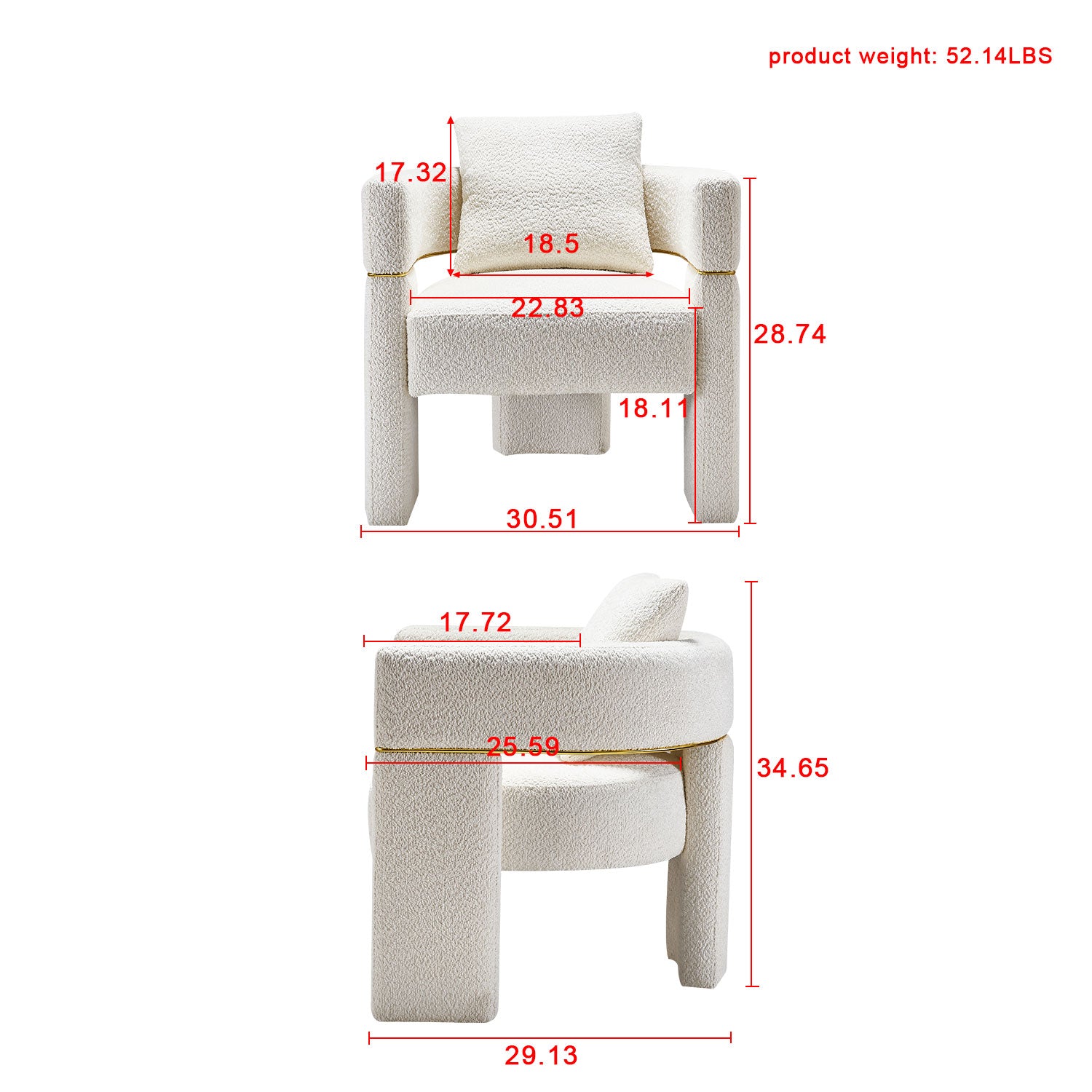 30.51" Wide Boucle Upholstered Accent Chair Beige Primary Living Space Modern Fiber Foam And Polyester Fiber Pad Boucle