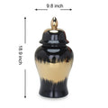 Regal Black Gilded Ginger Jar With Removable Lid Black Ceramic