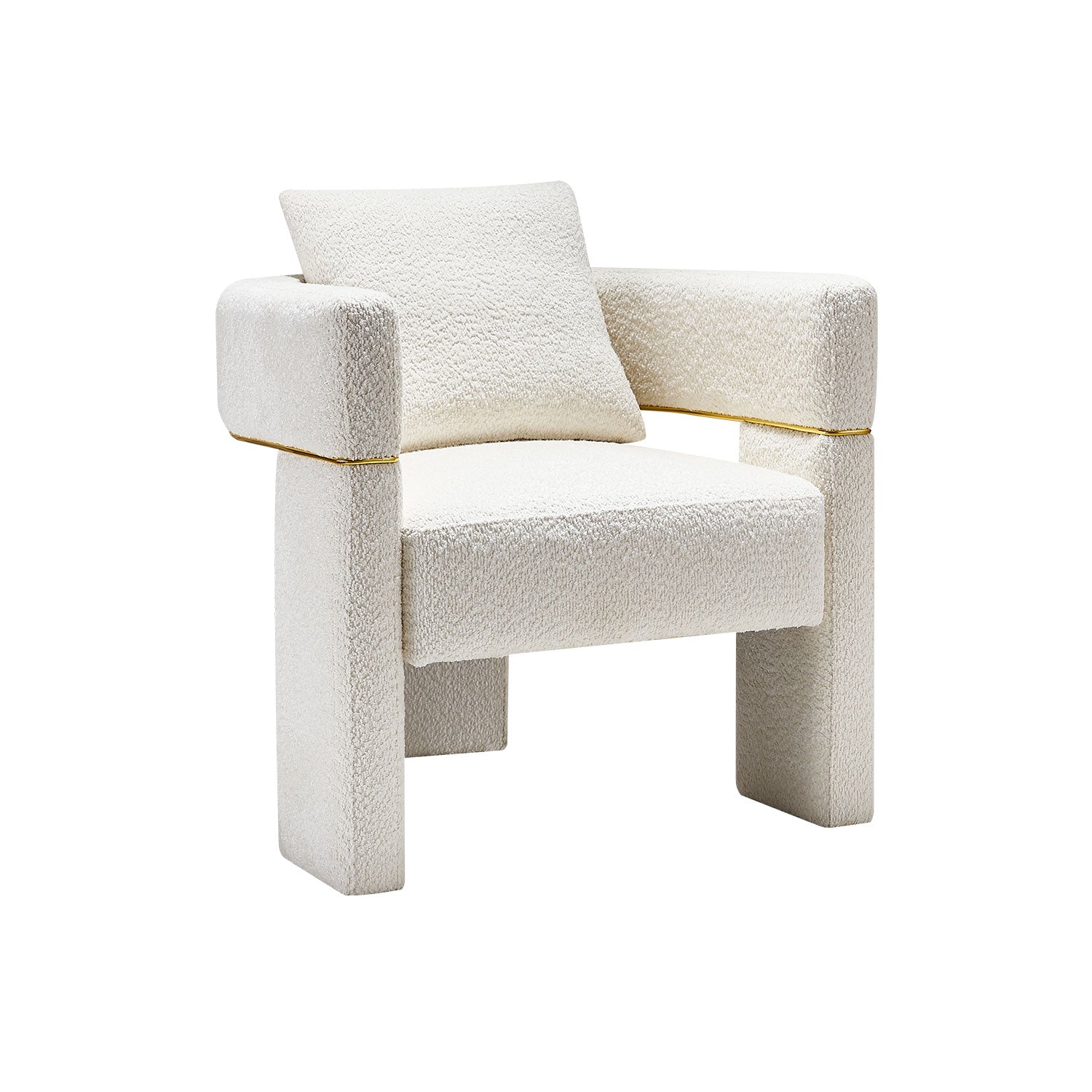 30.51" Wide Boucle Upholstered Accent Chair Beige Primary Living Space Modern Fiber Foam And Polyester Fiber Pad Boucle