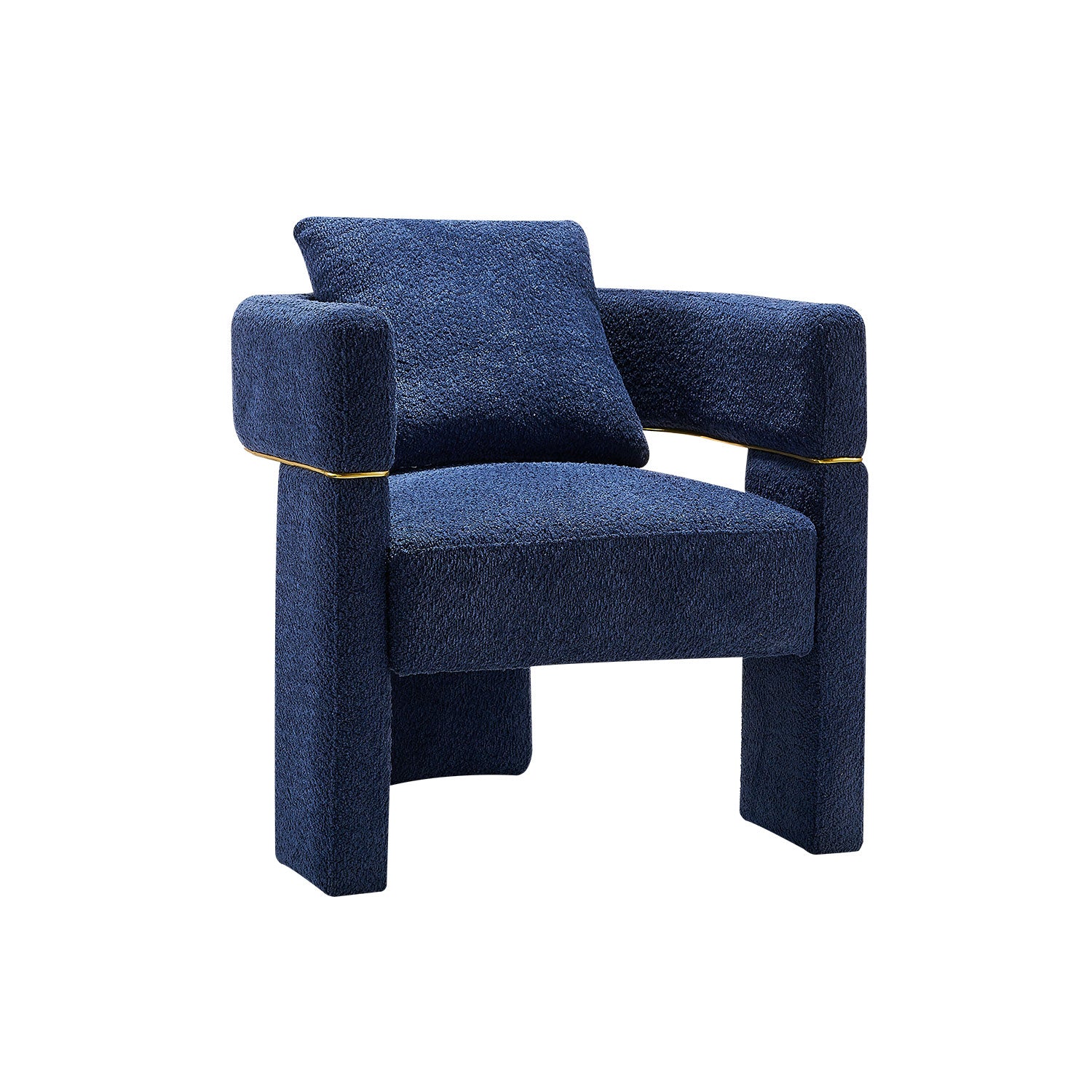 30.51" Wide Boucle Upholstered Accent Chair Navy Primary Living Space Modern Fiber Foam And Polyester Fiber Pad Boucle
