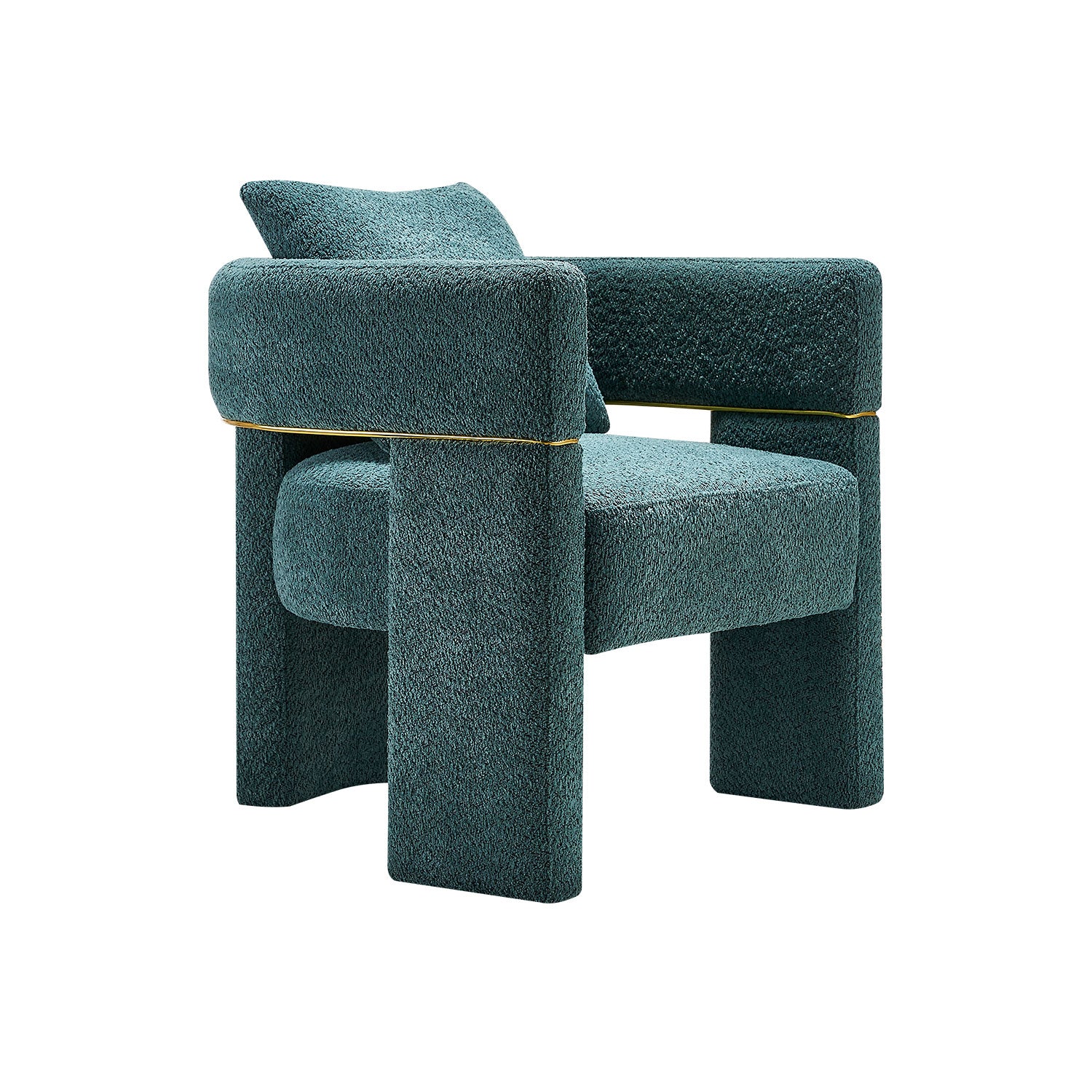 30.51" Wide Boucle Upholstered Accent Chair Green Primary Living Space Modern Fiber Foam And Polyester Fiber Pad Boucle