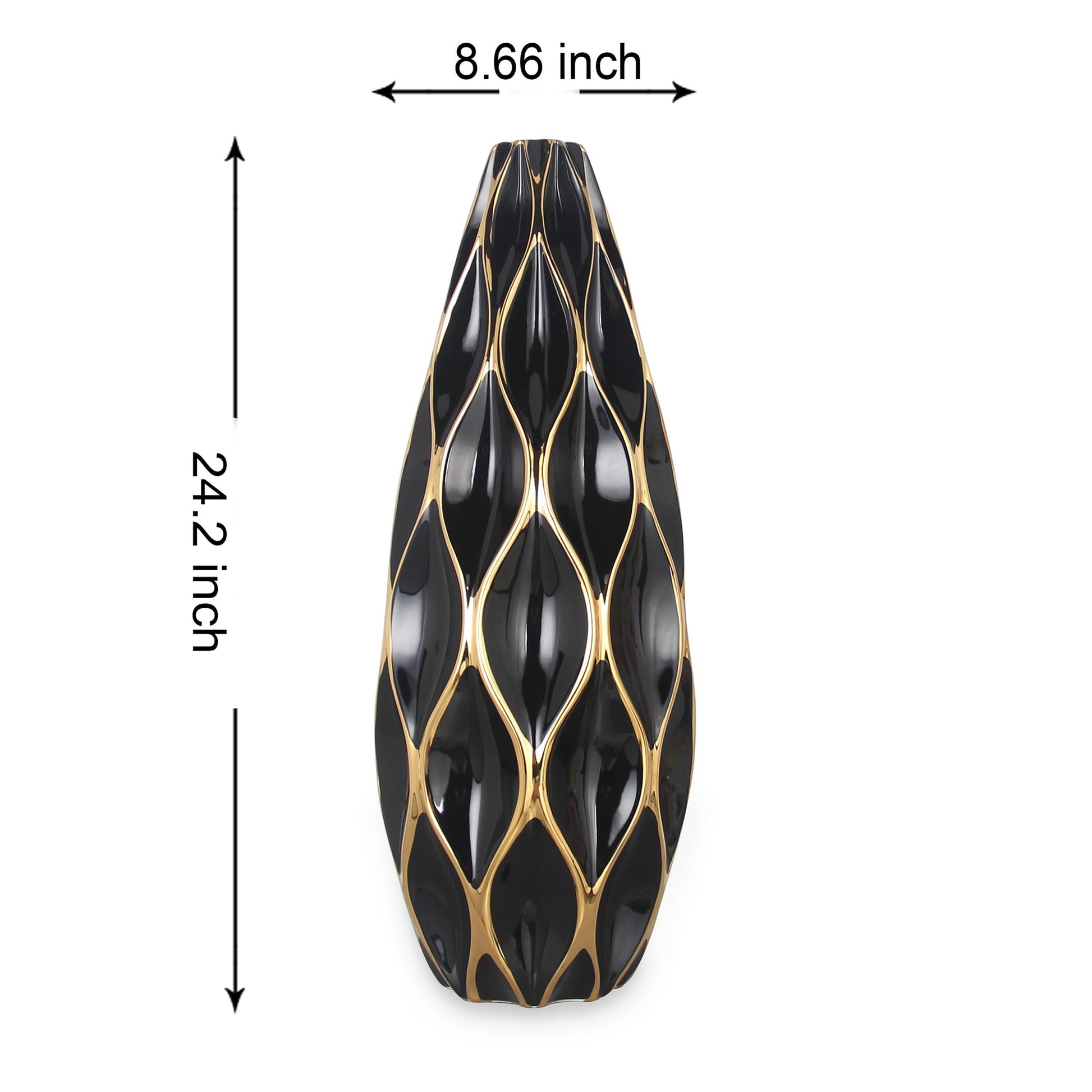 Elegant Black Ceramic Vase With Gold Accents Timeless Home Decor Black Ceramic