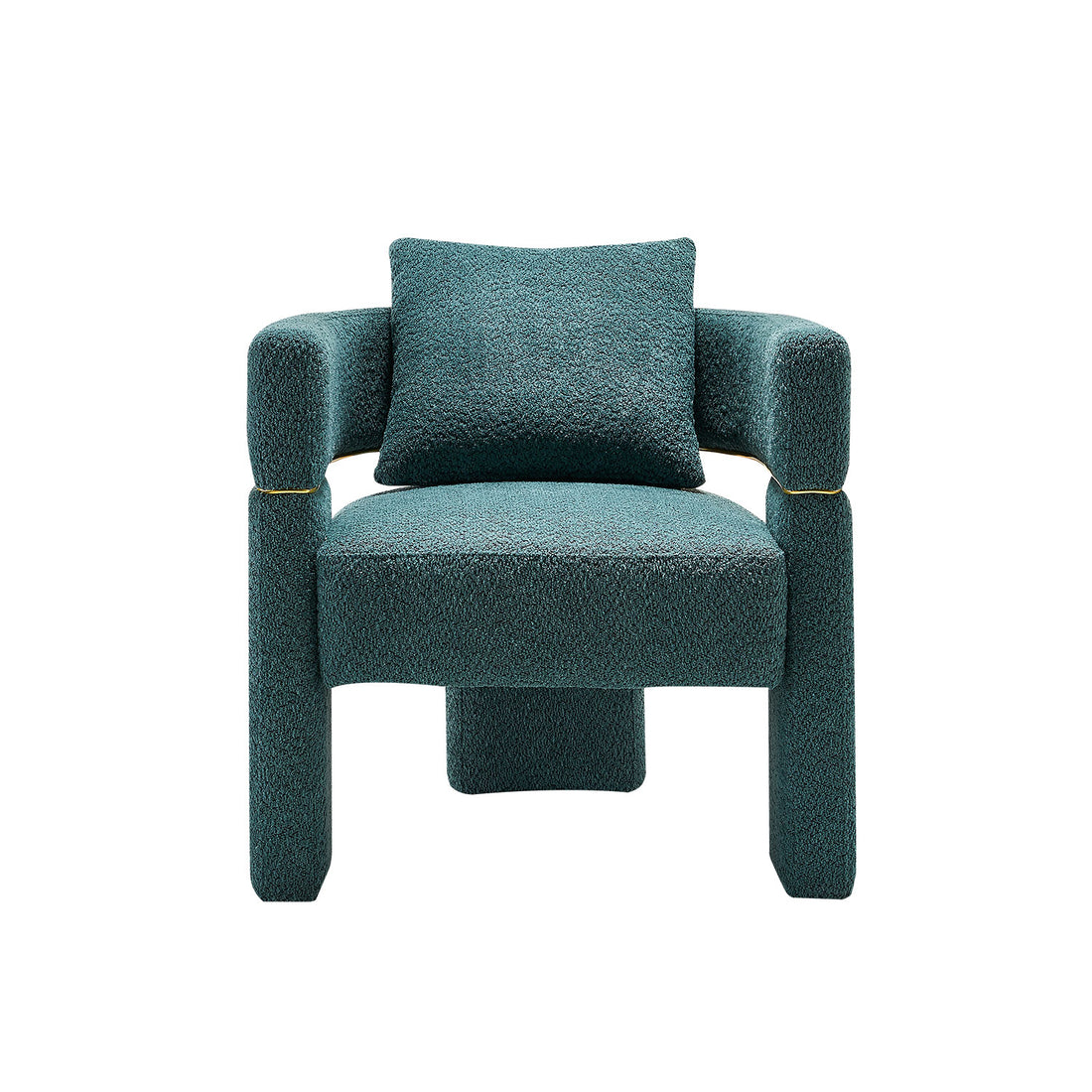 30.51" Wide Boucle Upholstered Accent Chair Green Primary Living Space Modern Fiber Foam And Polyester Fiber Pad Boucle