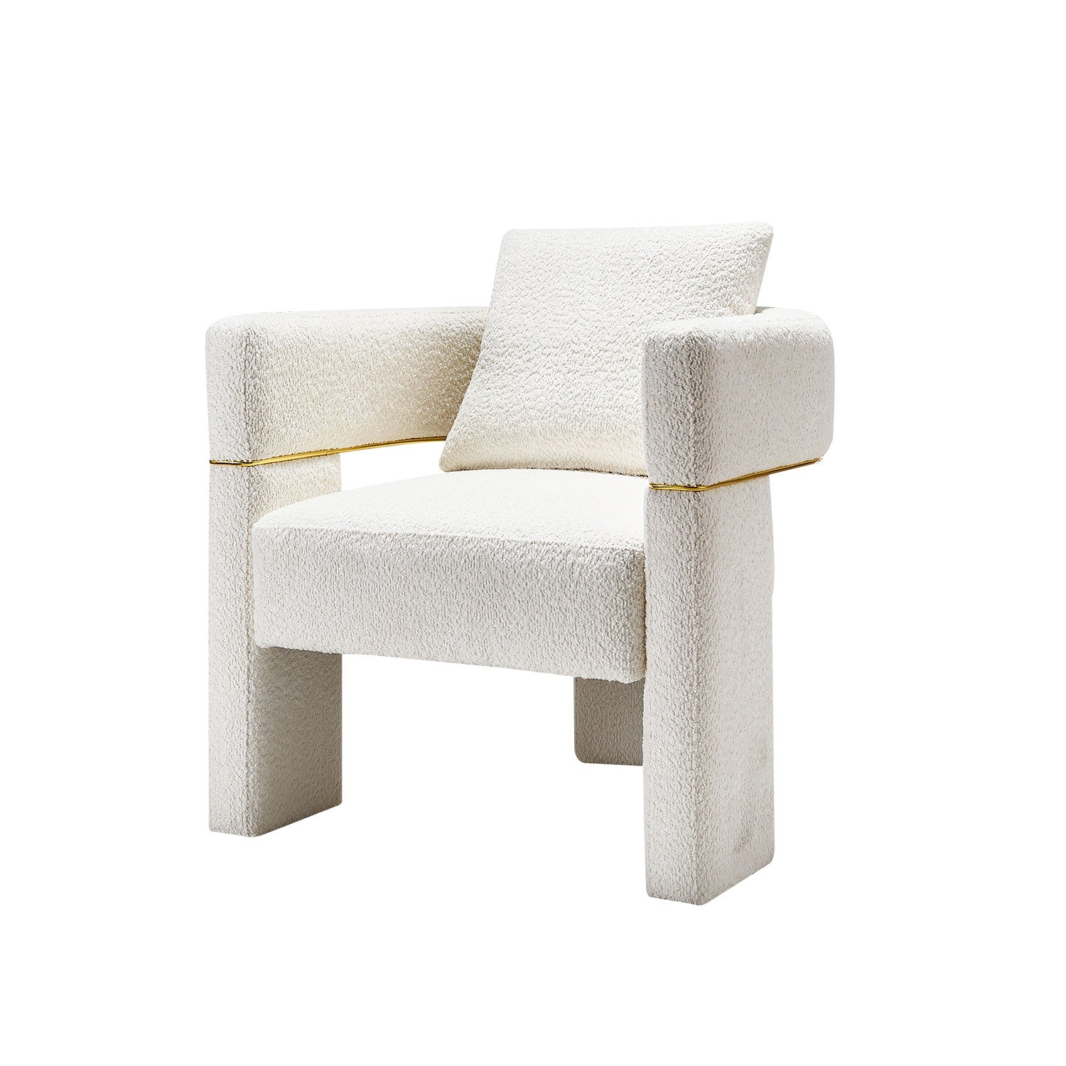 30.51" Wide Boucle Upholstered Accent Chair Beige Primary Living Space Modern Fiber Foam And Polyester Fiber Pad Boucle