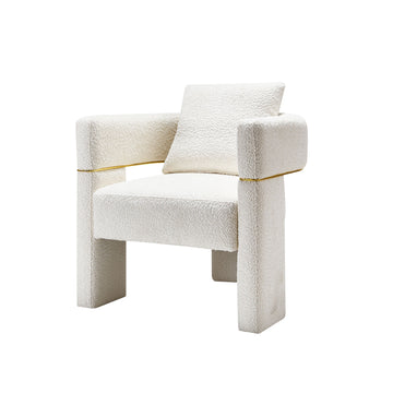 30.51" Wide Boucle Upholstered Accent Chair Beige Primary Living Space Modern Fiber Foam And Polyester Fiber Pad Boucle