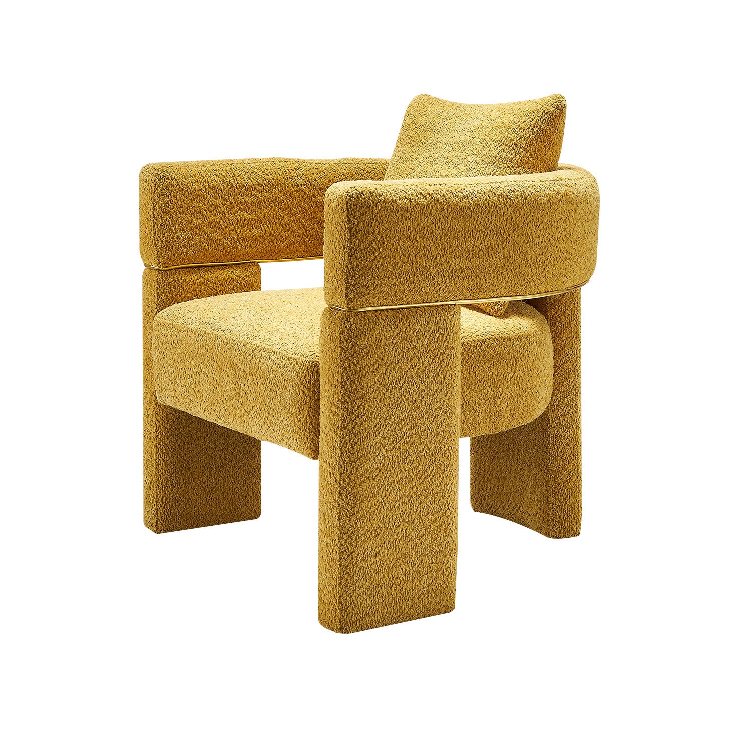 30.51" Wide Boucle Upholstered Accent Chair Yellow Primary Living Space Modern Fiber Foam And Polyester Fiber Pad Boucle
