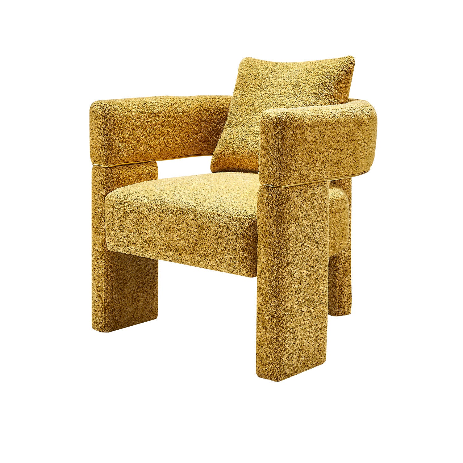 30.51" Wide Boucle Upholstered Accent Chair Yellow Primary Living Space Modern Fiber Foam And Polyester Fiber Pad Boucle