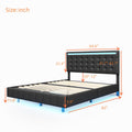 Queen Size Floating Bed Frame With Led Lights And Usb Charging,Modern Upholstered Platform Led Bed Frame,Black Black Pu