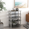 5 Tier Tempered Glass Side Table Stainless Steel Frame End Table For Living Room, Bedroom, Black Black Tempered Glass