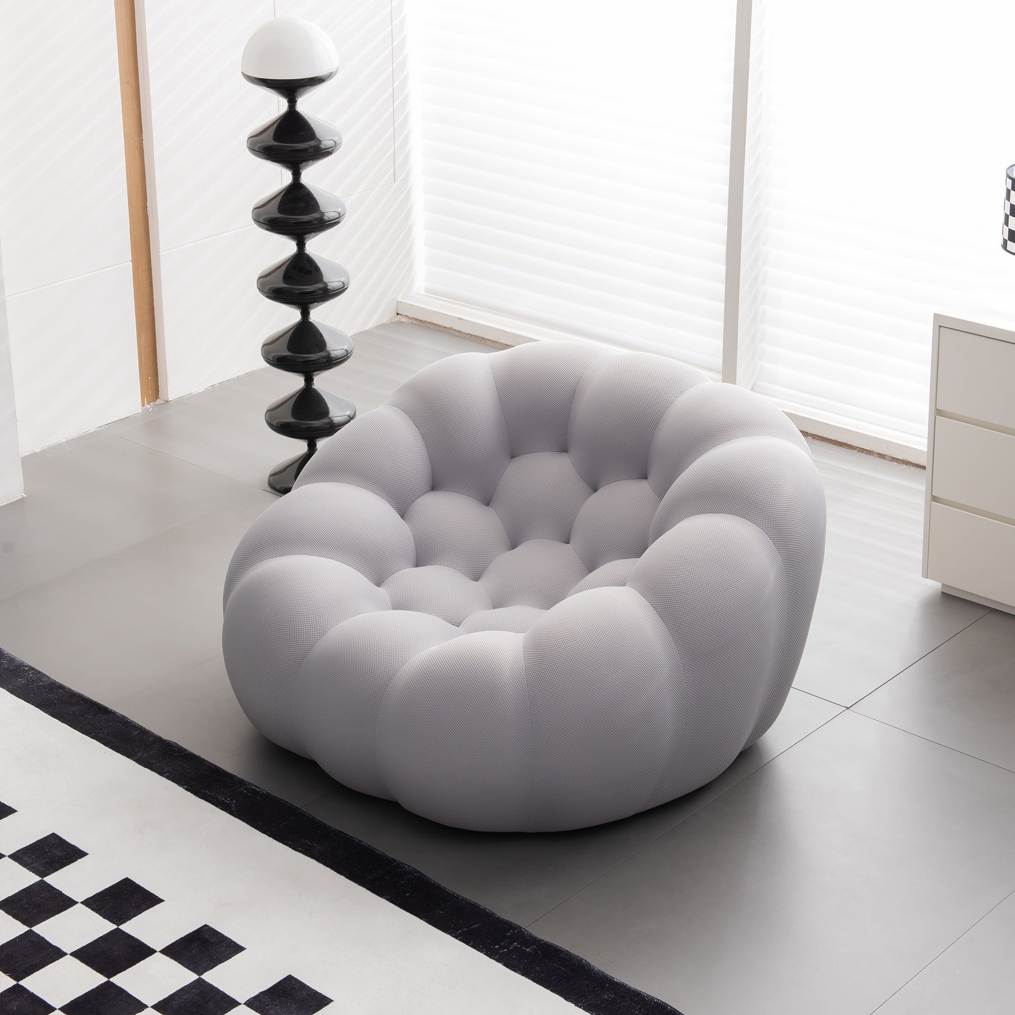 46.9'' Modern Bubble Floor Sofa,Single Chair For Living Room,Gray Gray Foam Fabric 1 Seat