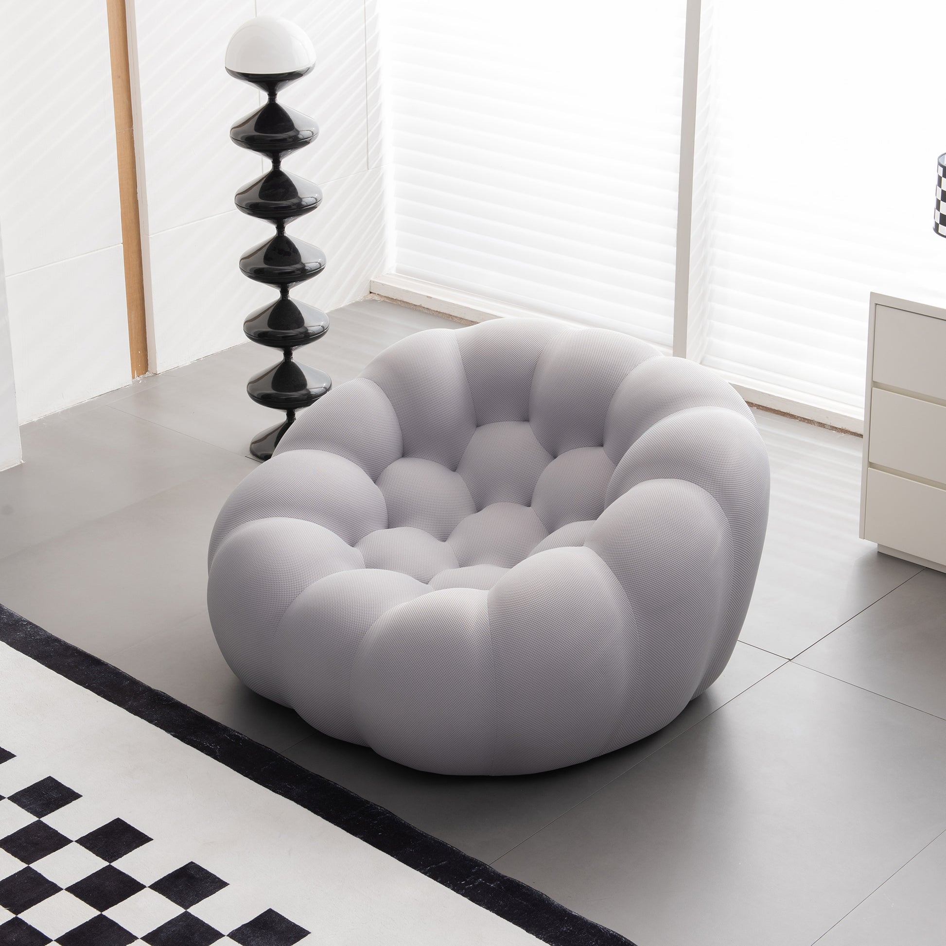 46.9'' Modern Bubble Floor Sofa,Single Chair For Living Room,Gray Gray Foam Fabric 1 Seat