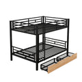 Metal Full Size Convertible Bunk Bed With 2 Drawers, Black Box Spring Not Required Full Black Metal Bedroom Bed Frame Metal & Wood