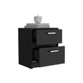 Trivor 2 Drawers Nightstandend Table, Side Table Metal Handles Black Black 2 Drawers Bedroom Rectangle Modern Easy Assembly Black Particle Board Particle Board