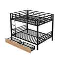 Metal Full Size Convertible Bunk Bed With 2 Drawers, Black Box Spring Not Required Full Black Metal Bedroom Bed Frame Metal & Wood