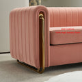 Contemporary Velvet Sofa Couch 84.25''W For Living Room, Pink Pink Velvet Wood Primary Living Space Tufted Back Modern Rolled Arms Foam Velvet 2 Seat