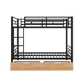 Metal Full Size Convertible Bunk Bed With 2 Drawers, Black Box Spring Not Required Full Black Metal Bedroom Bed Frame Metal & Wood