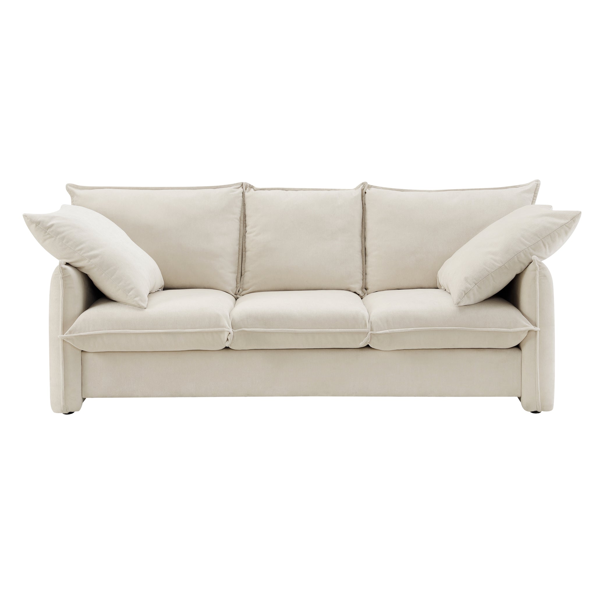 Not Available On Mid Century Sofa 3 Seater Cozy Couch For Living Room Apartment Lounge Bedroom, Beige Beige Polyester