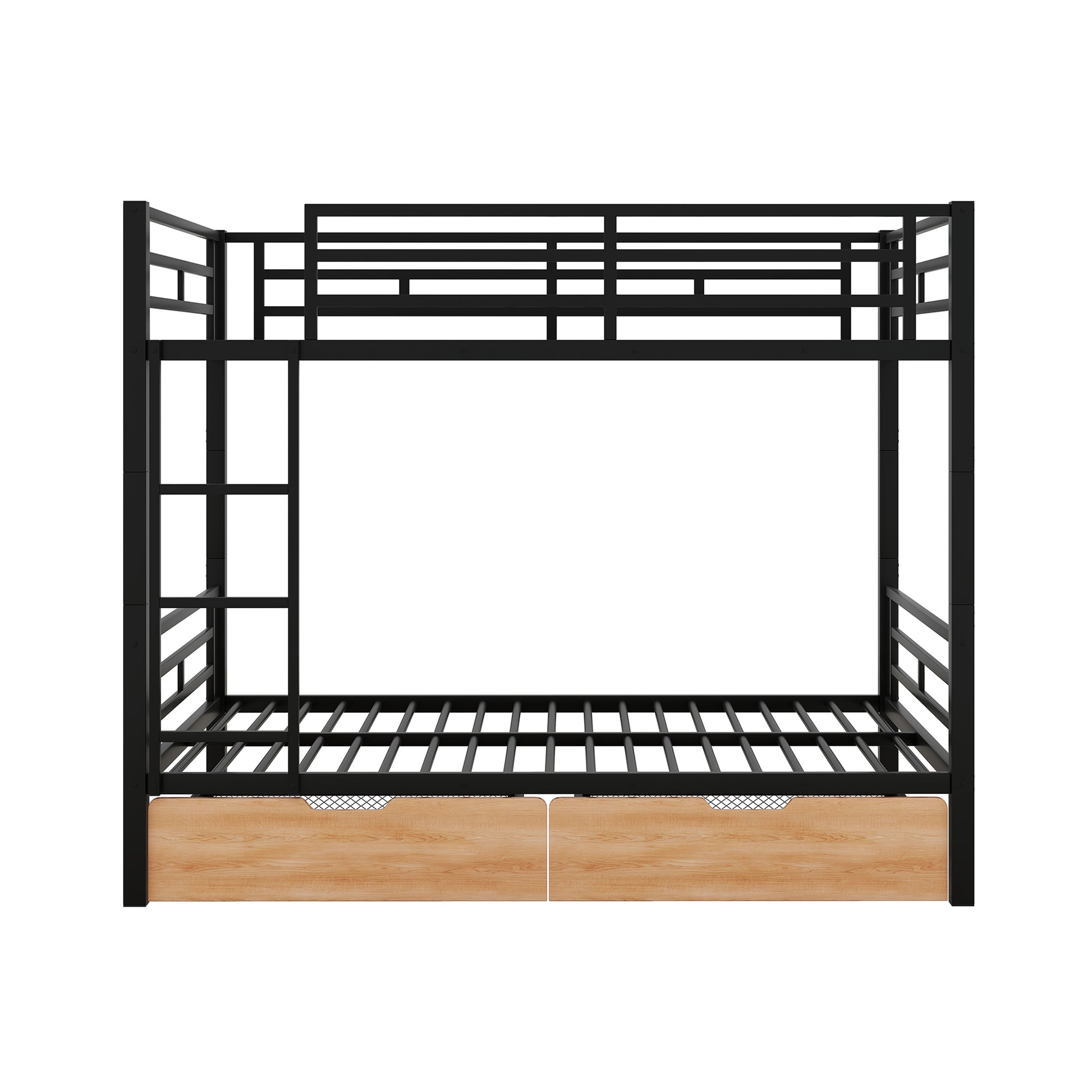 Metal Full Size Convertible Bunk Bed With 2 Drawers, Black Box Spring Not Required Full Black Metal Bedroom Bed Frame Metal & Wood