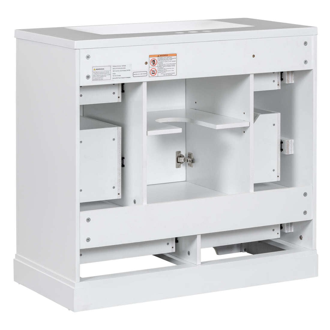 36" Bathroom Vanity With Sink Combo, Six Drawers, Multi Functional Drawer Divider, Adjustable Shelf, White White Solid Wood Mdf