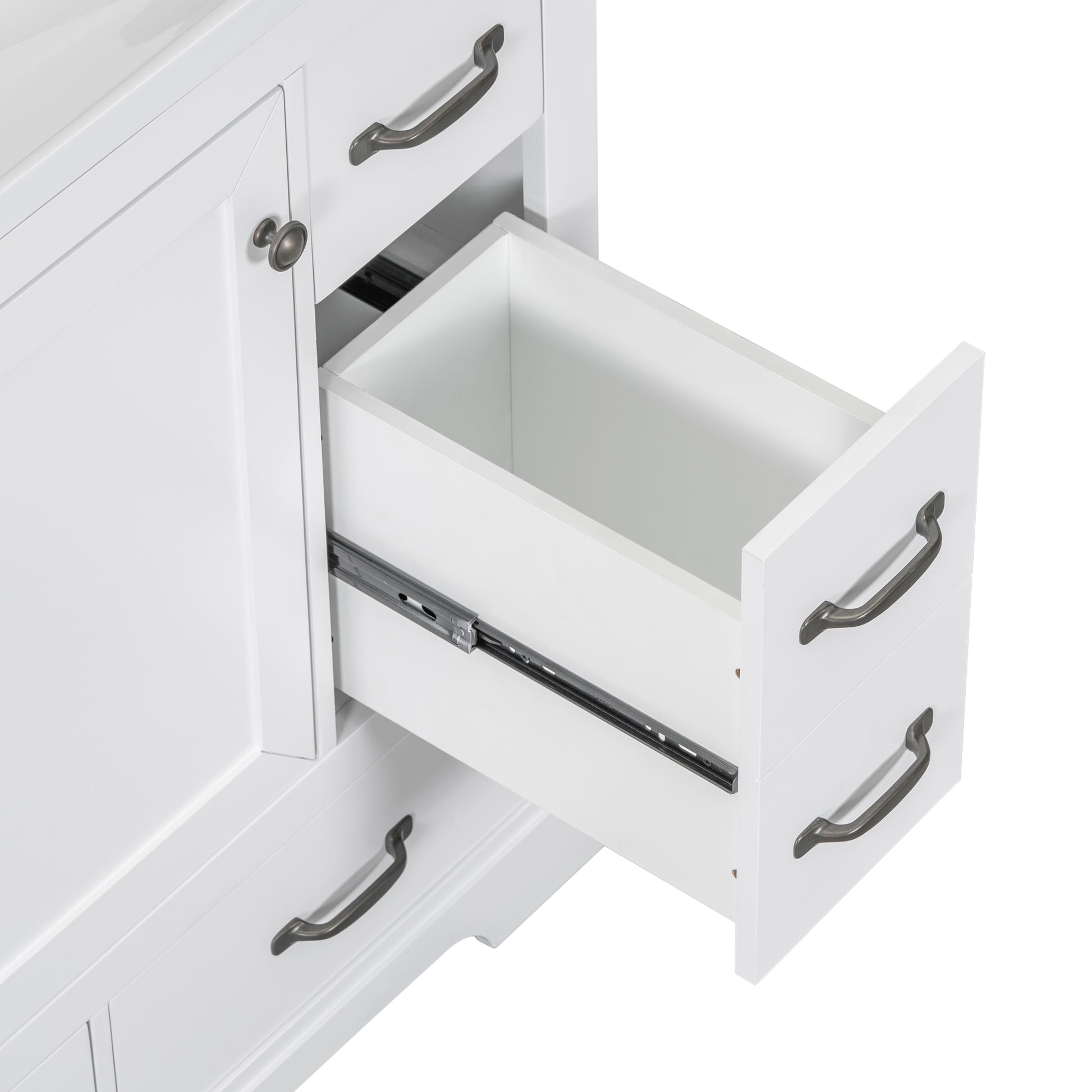 36" Bathroom Vanity With Sink Combo, Six Drawers, Multi Functional Drawer Divider, Adjustable Shelf, White Old Sku:Sy999808Aak White Solid Wood Mdf