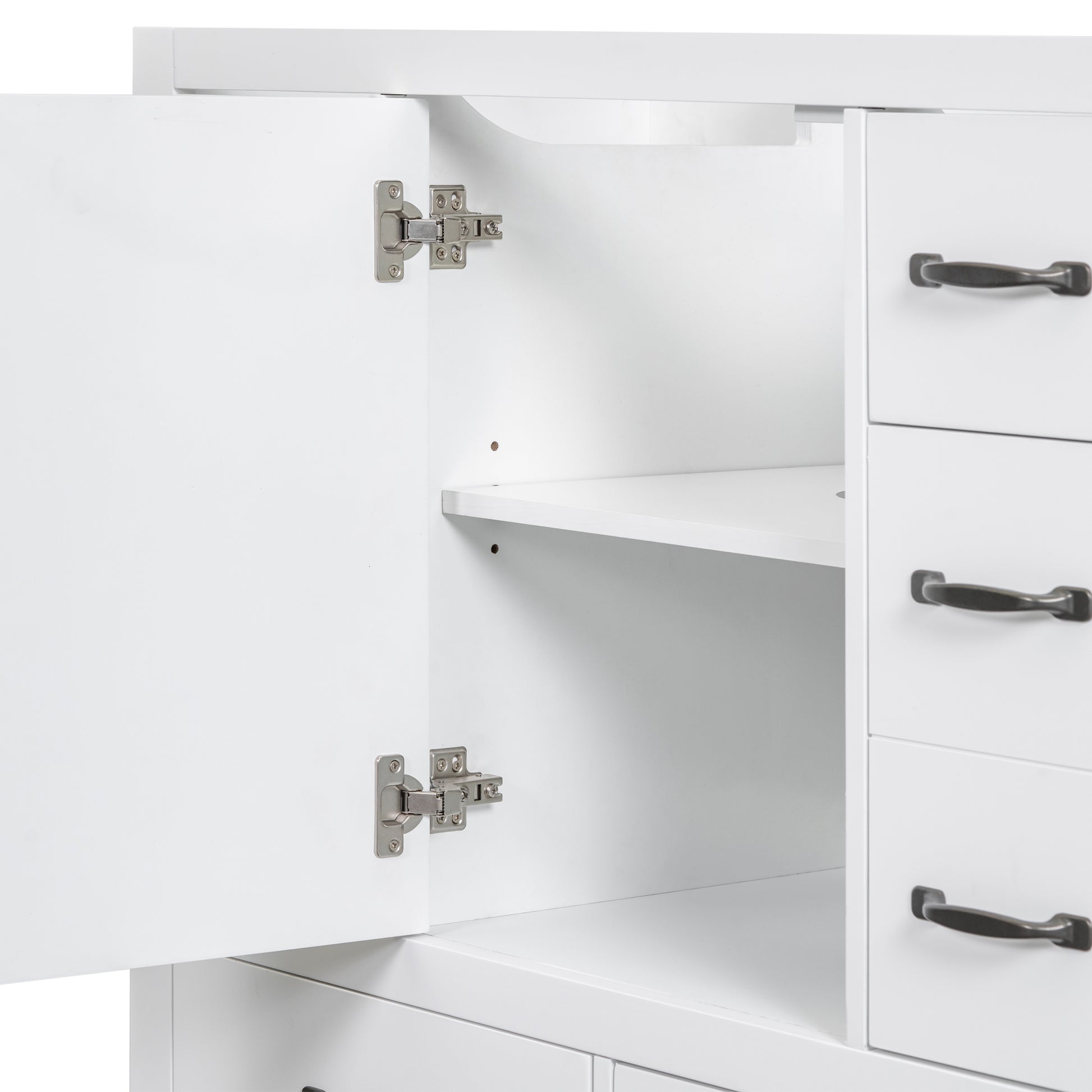 36" Bathroom Vanity Without Sink, Cabinet Base Only, Six Drawers, Multi Functional Drawer Divider, Adjustable Shelf, White White Solid Wood Mdf