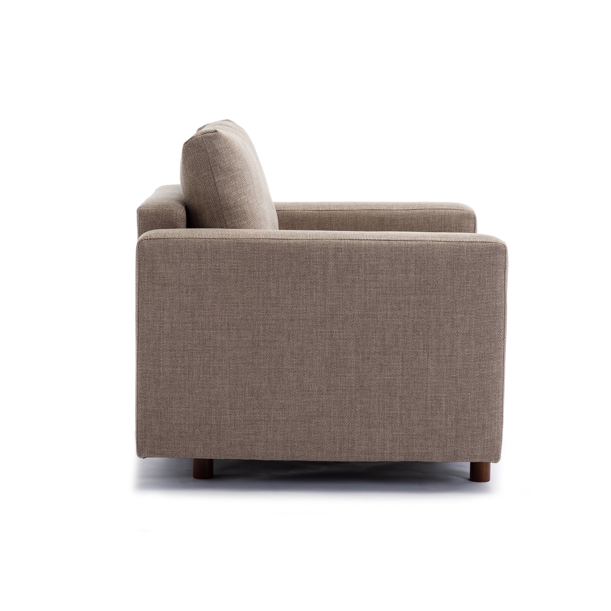 Single Seat Module Sofa Sectional Couch,Cushion Covers Non Removable And Non Washable,Linen Fabric And Comfy Cushion Wood Legs,Brown Brown Wood Primary Living Space Soft Cushion Back Modern Rubberwood Square Arms Foam Linen 1 Seat