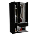 Primavera Armoire, Double Door Cabinets, One Drawer, Metal Rod, Five Shelves Black White Multicolor Particle Board Particle Board
