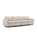 4 Seat Module Sectional Sofa Couch With 1 Ottoman For Living Room,Seat Cushion And Back Cushion Non Removable And Non Washable,Cream Cream Wood Primary Living Space Soft Modern Rubberwood Foam Linen 4 Seat