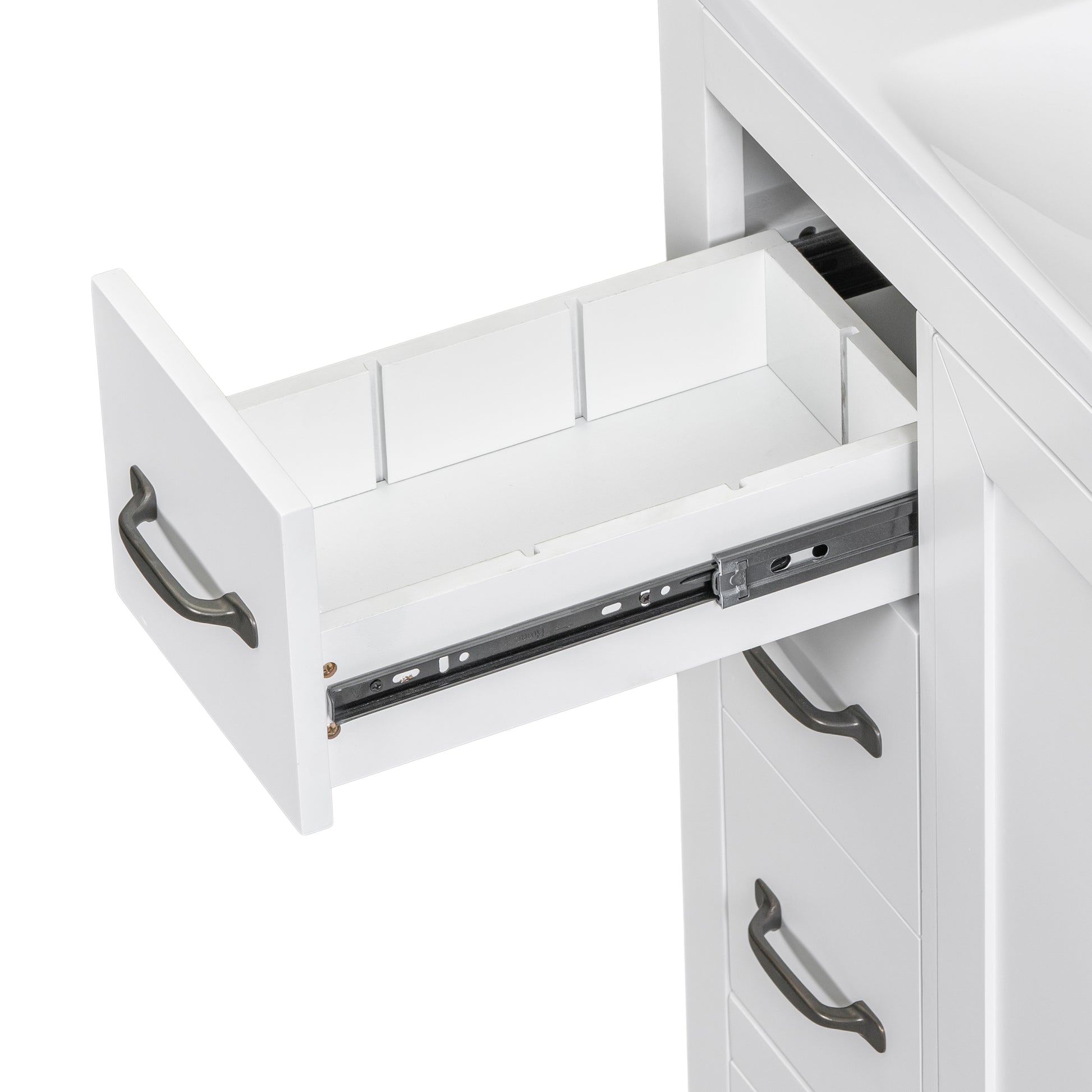 36" Bathroom Vanity Without Sink, Cabinet Base Only, Six Drawers, Multi Functional Drawer Divider, Adjustable Shelf, White White Solid Wood Mdf