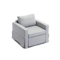 Single Seat Module Sofa Sectional Couch With 1 Ottoman,Cushion Covers Removable And Washable,Light Grey Light Grey Wood Primary Living Space Soft Modern Rubberwood Foam Linen 1 Seat