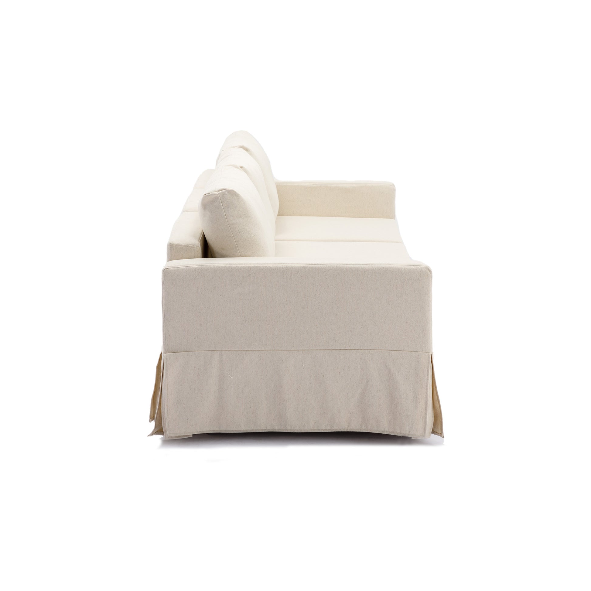 2 Seat Module Sectional Sofa Couch,Seat Cushion And Back Cushion Removable And Washable,Linen Fabric Cover,Cream Cream Wood Medium Soft Foam Linen 2 Seat