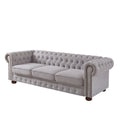 Chesterfield Sofa In Linen Fabric Light Grey Light Grey Foam Fabric