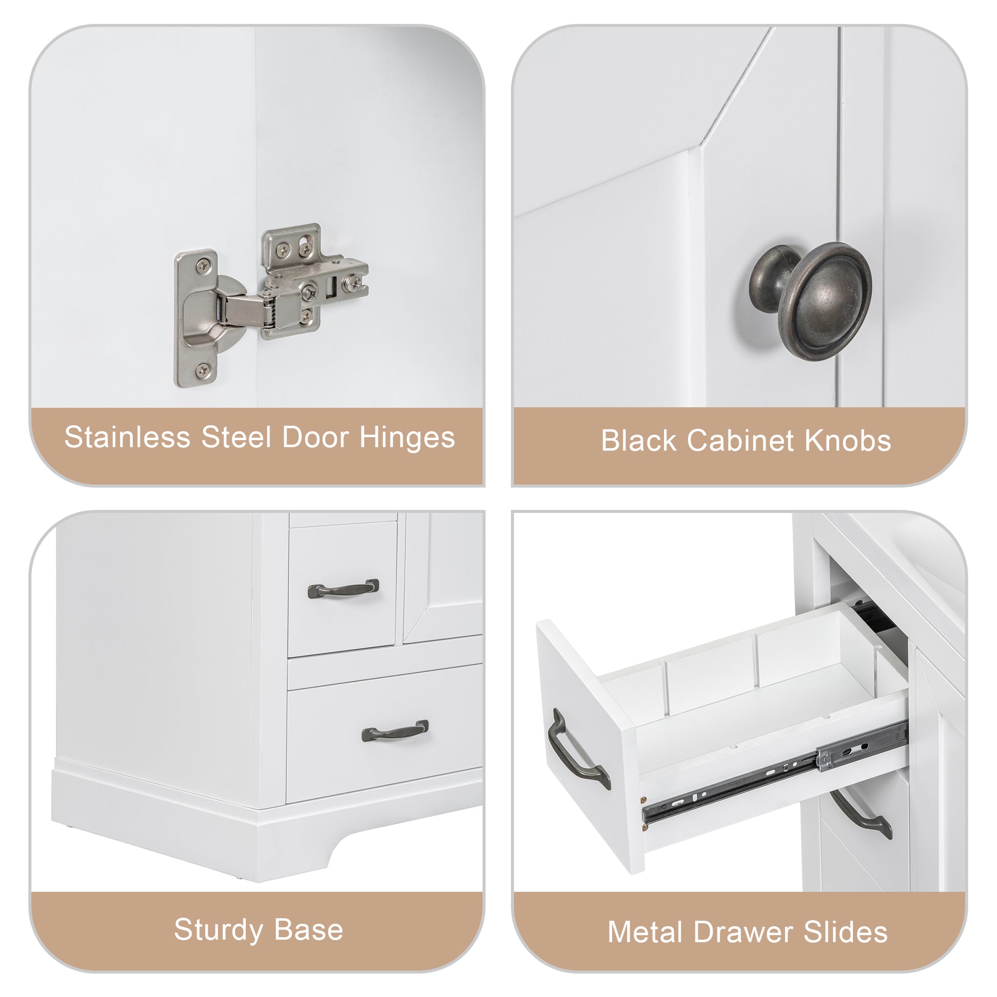 36" Bathroom Vanity With Sink Combo, Six Drawers, Multi Functional Drawer Divider, Adjustable Shelf, White Old Sku:Sy999808Aak White Solid Wood Mdf