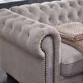 Chesterfield Sofa In Linen Fabric Light Grey Light Grey Foam Fabric