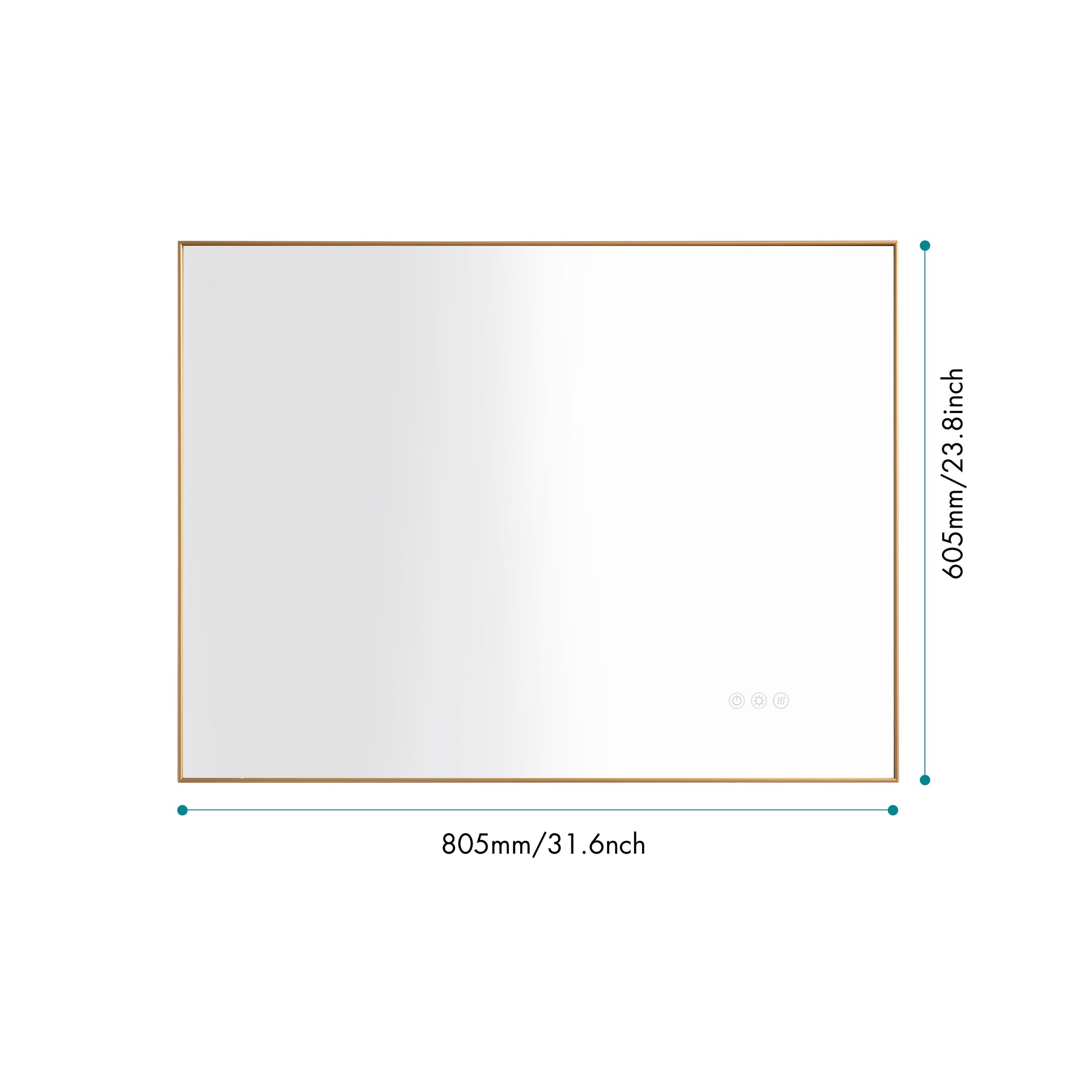 32 X 24 Inch Led Mirror Bathroom Vanity Mirror With Back Light, Wall Mount Anti Fog Memory Large Adjustable Vanity Mirror Gold Aluminium