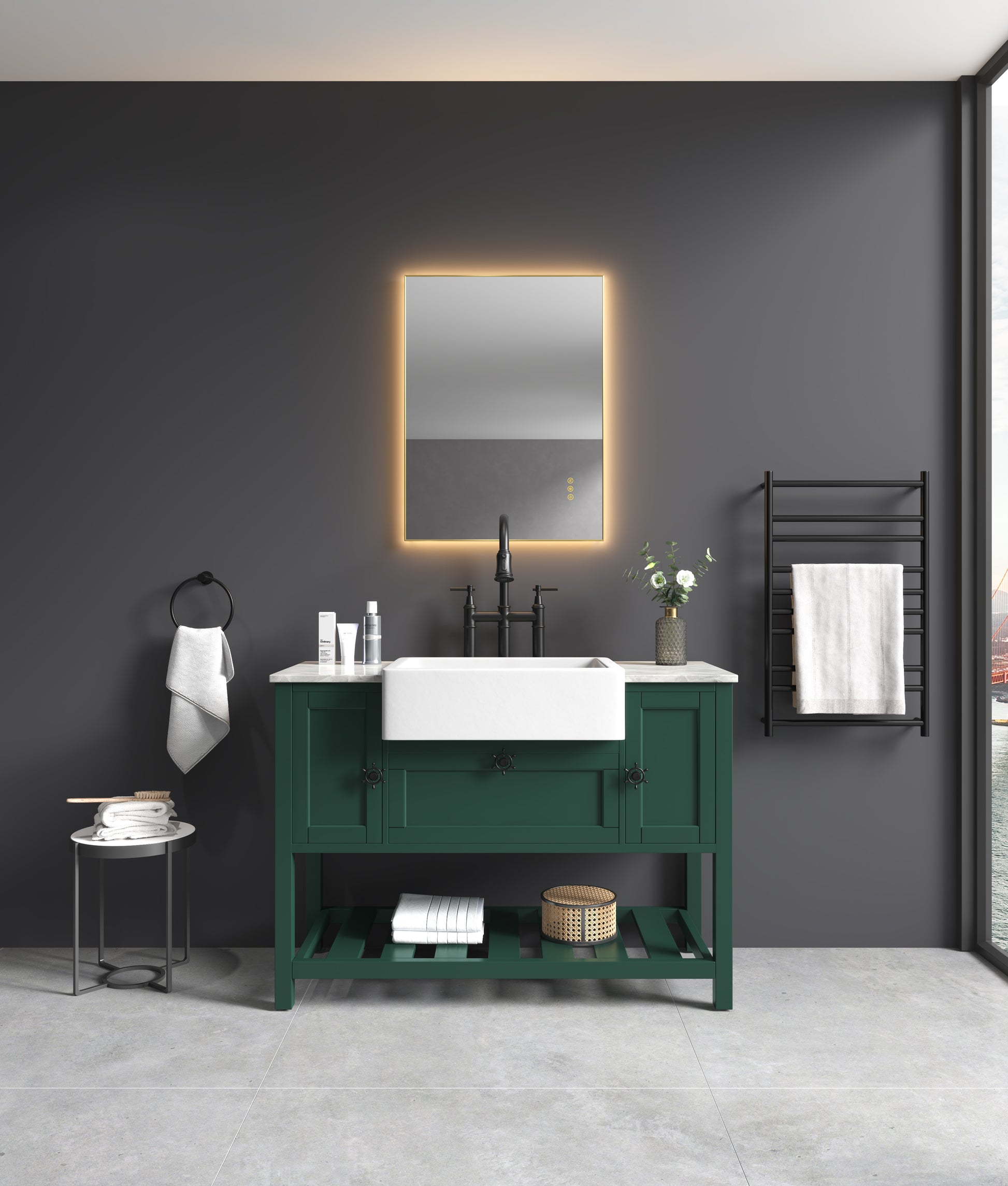 32 X 24 Inch Led Mirror Bathroom Vanity Mirror With Back Light, Wall Mount Anti Fog Memory Large Adjustable Vanity Mirror Gold Aluminium