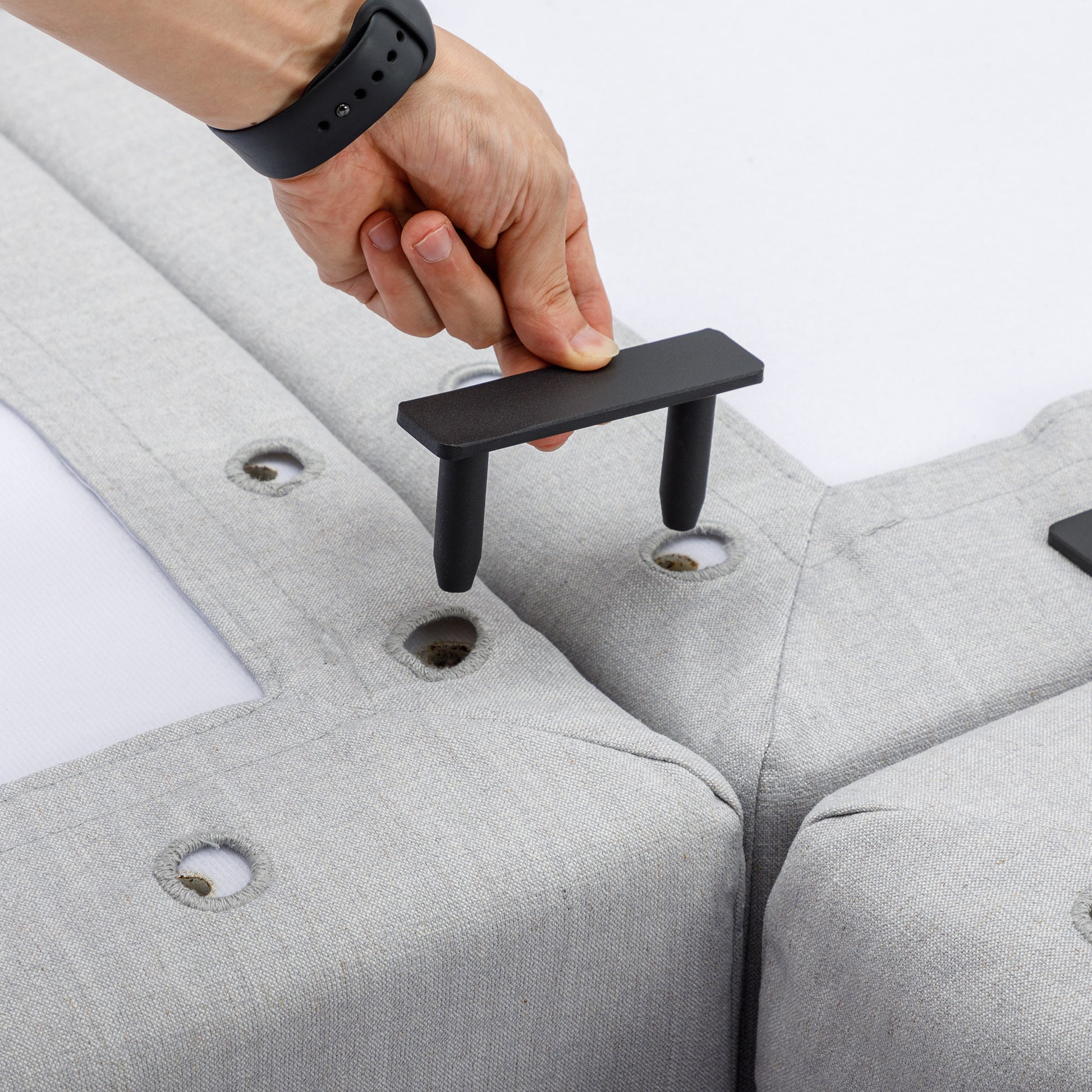 Single Seat Module Sofa Sectional Couch With 1 Ottoman,Cushion Covers Removable And Washable,Light Grey Light Grey Wood Primary Living Space Soft Modern Rubberwood Foam Linen 1 Seat