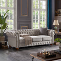 Chesterfield Sofa In Linen Fabric Light Grey Light Grey Foam Fabric