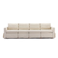 4 Seat Module Sectional Sofa Couch,Seat Cushion And Back Cushion Removable And Washable,Linen Fabric Cover,Cream Cream Wood Primary Living Space Medium Soft Rubberwood Foam Linen 4 Seat