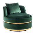 360 Degree Swivel Accent Chair Velvet Modern Upholstered Barrel Chair Over Sized Soft Chair With Seat Cushion For Living Room, Bedroom, Office, Apartment, Green Green Foam Velvet