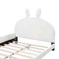 Full Size Upholstered Platform Bed With Cartoon Ears Shaped Headboard, White Box Spring Not Required Full White Wood Bedroom Bed Frame Polyester Upholstered