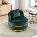 360 Degree Swivel Accent Chair Velvet Modern Upholstered Barrel Chair Over Sized Soft Chair With Seat Cushion For Living Room, Bedroom, Office, Apartment, Green Green Foam Velvet