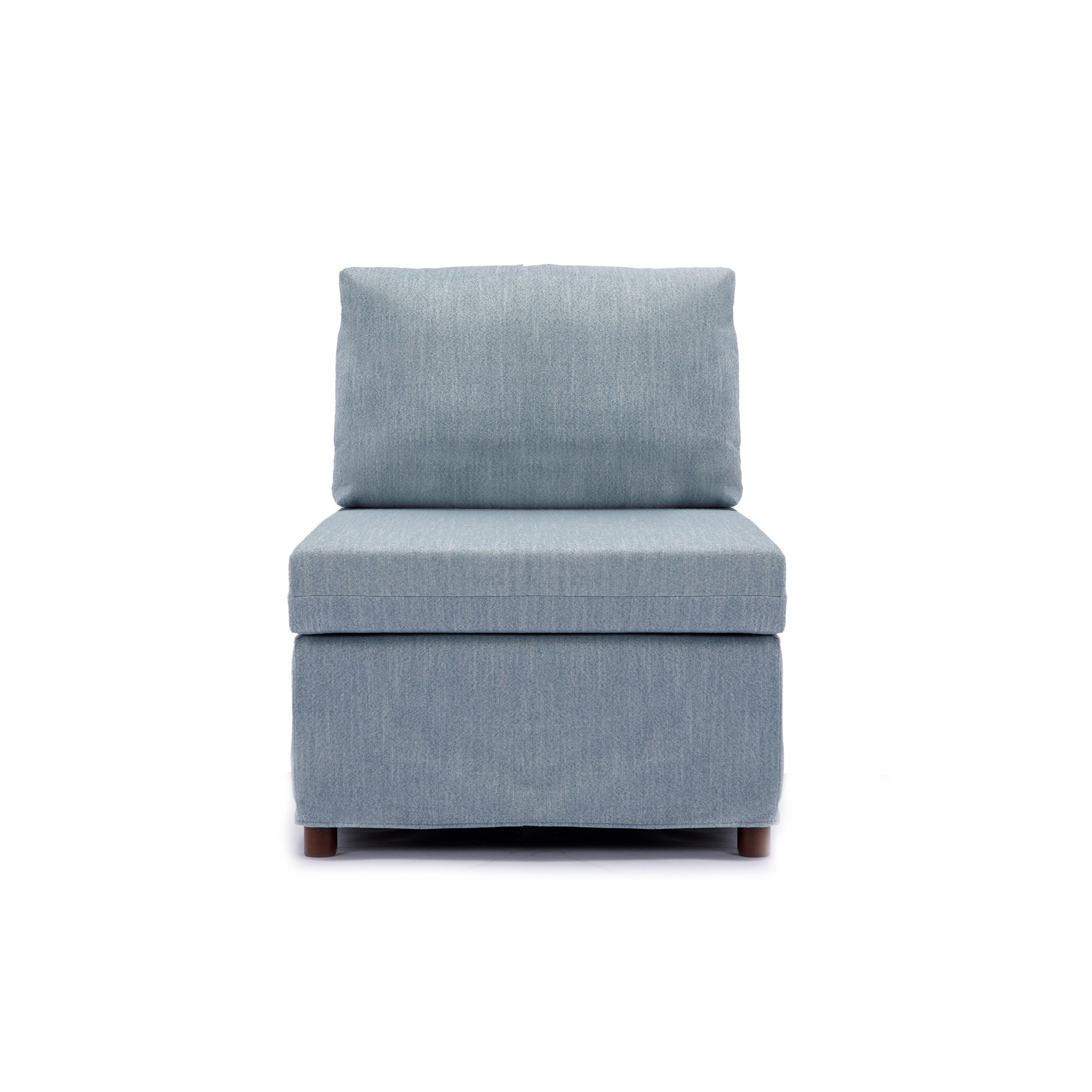 Modern Fabric Linen Middle Module For Modular Sofa Sectional Sofa Couch Accent Armless Chair, Cushion Covers Removable And Washable,Light Blue Light Blue Wood Medium Soft Cushion Back Modern Rubberwood Armless Foam Linen 1 Seat