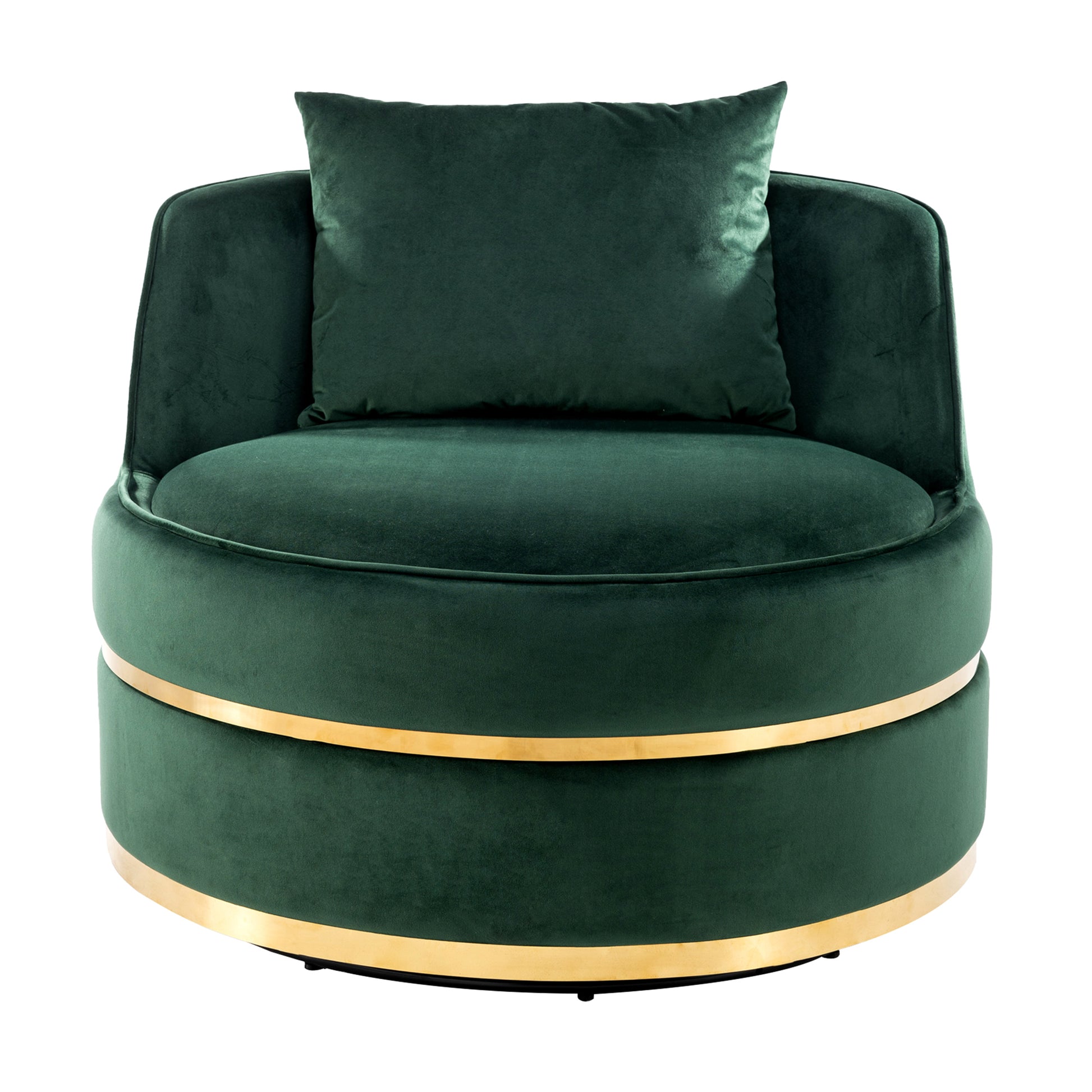 360 Degree Swivel Accent Chair Velvet Modern Upholstered Barrel Chair Over Sized Soft Chair With Seat Cushion For Living Room, Bedroom, Office, Apartment, Green Green Foam Velvet