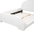 Full Size Upholstered Platform Bed With Cartoon Ears Shaped Headboard, White Box Spring Not Required Full White Wood Bedroom Bed Frame Polyester Upholstered