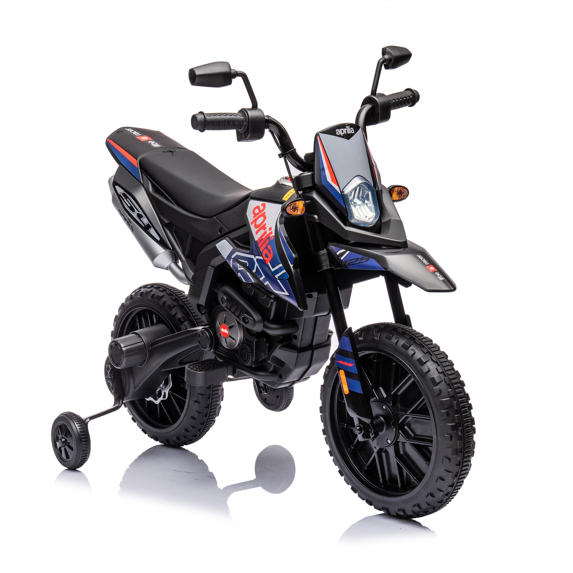 12V Electric Kid Ride On Motorcycle, Apulia Licensed Motorcycle For Kids, Battery Powered Kids Ride On Motorcycle Blue, 2 Wheels Motorized Vehicles Children Toys,Led Headlights Blue Polyethylene