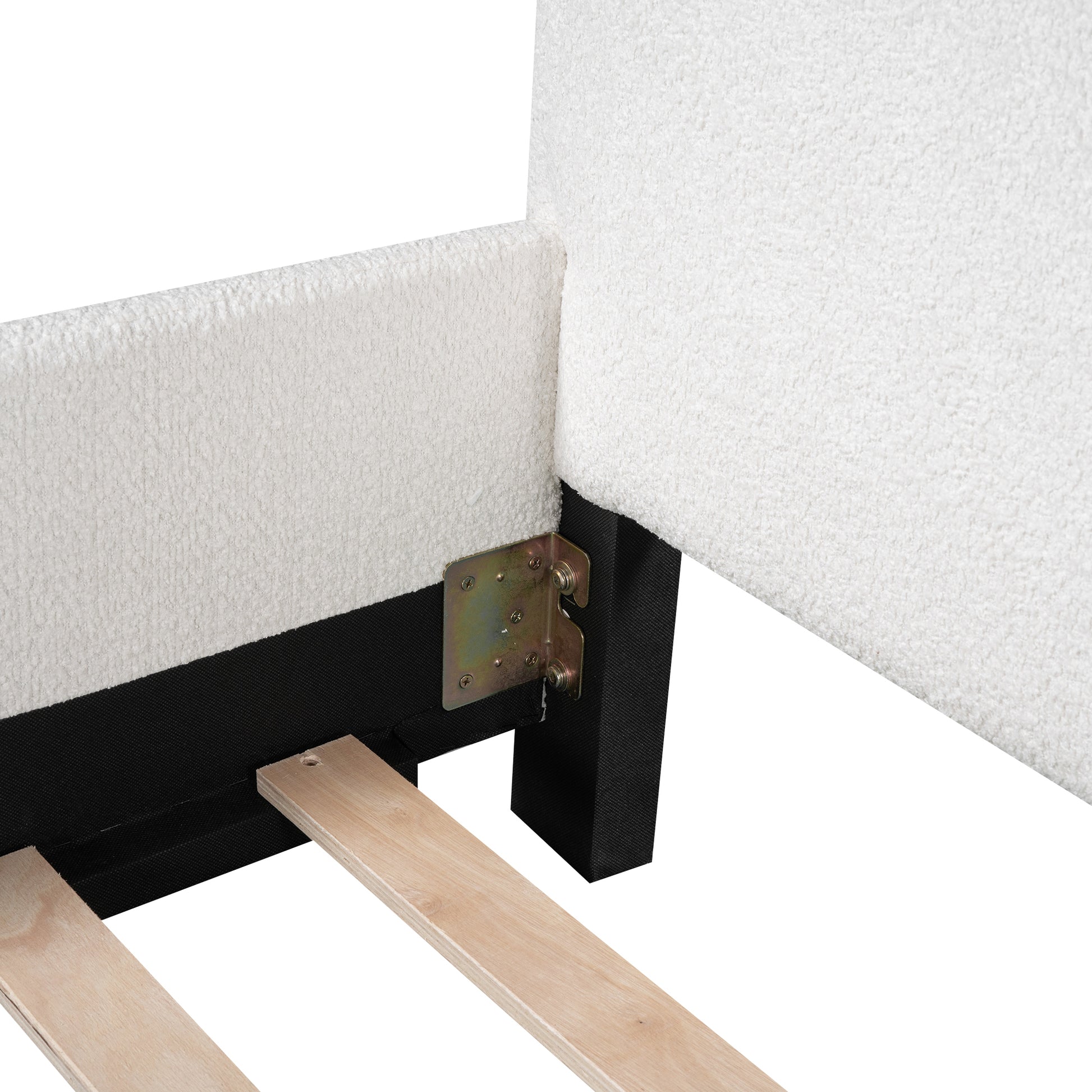 Full Size Upholstered Platform Bed With Cartoon Ears Shaped Headboard, White Box Spring Not Required Full White Wood Bedroom Bed Frame Polyester Upholstered